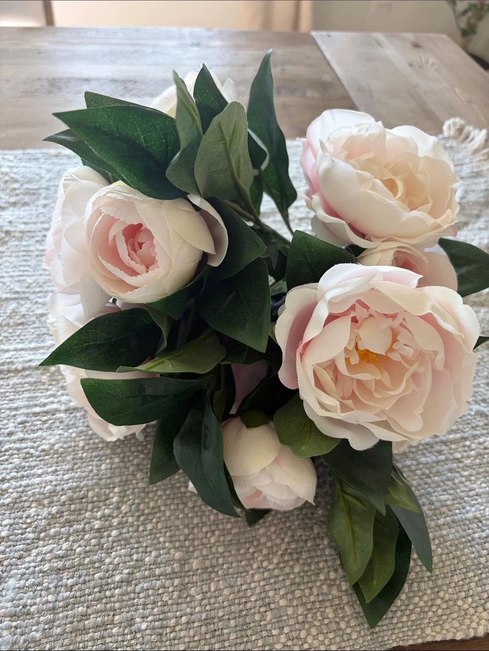 Pottery Barn Soft Pink and White Peony Faux Bouquet